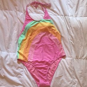 High-cut halter top one-piece bathing suit by Lolli Swim